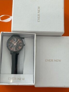 Ever New Black Strap Watch with Rose Gold Markers New in box! Best gift GWP